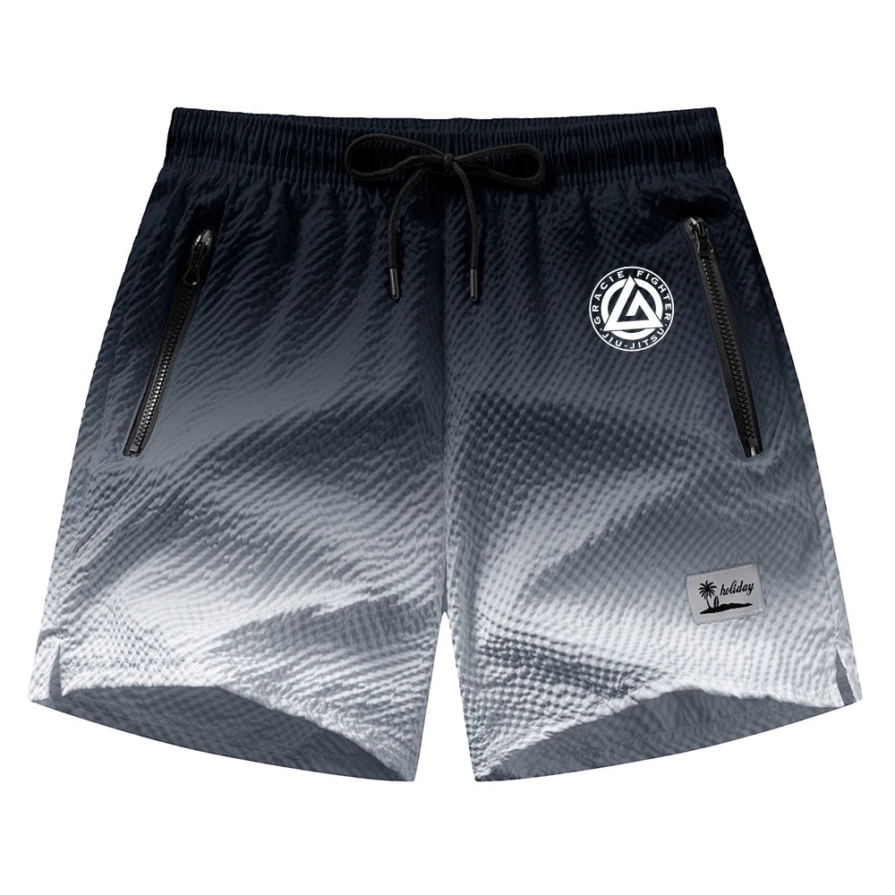 Men's Casual Printed Swim Trunks For Beach Swimming Surfing Beach Wear Summer Outdoor Fitness Training With Zippered Pockets