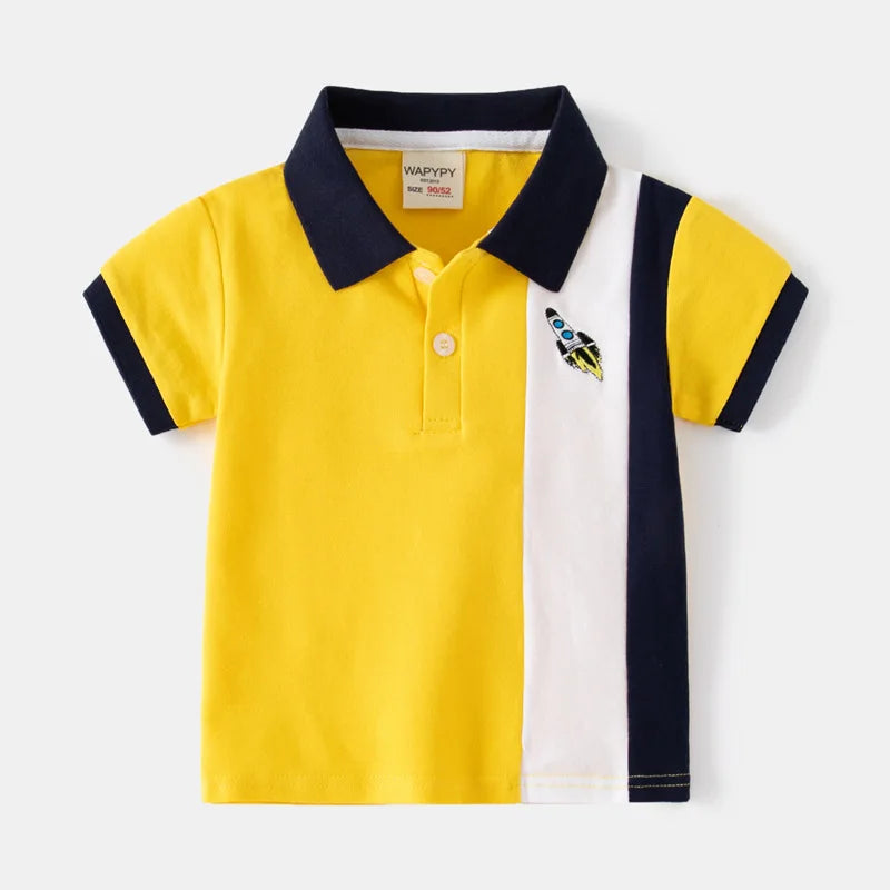 Baby Boy Clothes Summer Short Sleeve Children's Polo Shirts Toddler Kids Cotton T-shirts Boys Lapel Cartoon Tees Kids Sport Tops