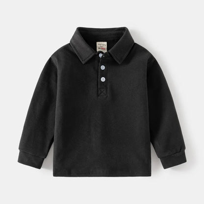 Long Sleeve Polo Shirts for Boys Spring Autumn Children Cotton Full Sleeve Shirt Black White Striped Classic Tops Baby Clothes
