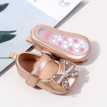 Baby Girls Shoes PU Toddler Princess Dress Shoes For Girls With Bowknot Flat Non-Slip Rubber Soles Spring Summse Infant Shoes