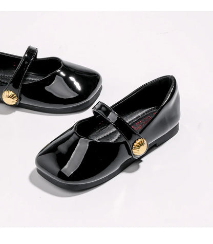 2025 Girl's Leather Shoes Square Toe Elegant Shallow Kids Mary Janes Flat Sole Comfy Children Single Shoes Girls Princess Shoes