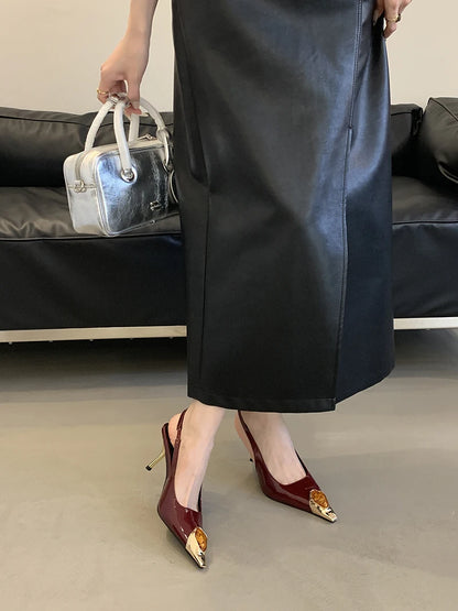 Sexy Women's High Heels Mules 2025 New Fashion Pointed Dress Women's Shoes Open Heel Party High Heels Striptease Sandals Women
