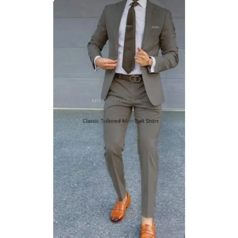 Men's Suit 2 Piece Suit   Jacket Pants Formal Wedding Tuxedo Groom Clothes Custom Color Blazer XS-5XL