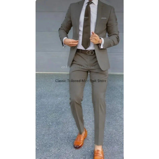 Men's Suit 2 Piece Suit   Jacket Pants Formal Wedding Tuxedo Groom Clothes Custom Color Blazer XS-5XL