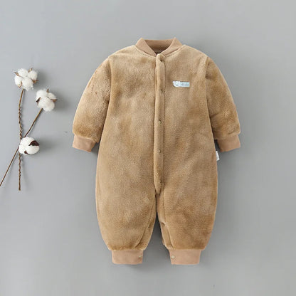 Baby Boy Autumn Winter Warm Pajamas 0-18 Months Infant Girl Flannel Comfortable Jumpsuit Kid Soft Skin-friendly Outwear Romper