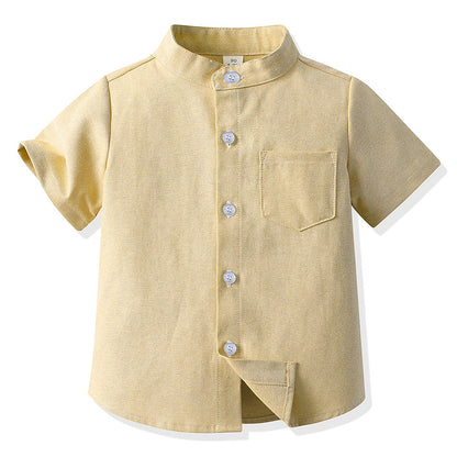 Girls' School Uniform,Long/Short Sleeve Blouse,Single Breasted High Collar Boys Shirts,Formal Kids Button-Down Gentleman Tops