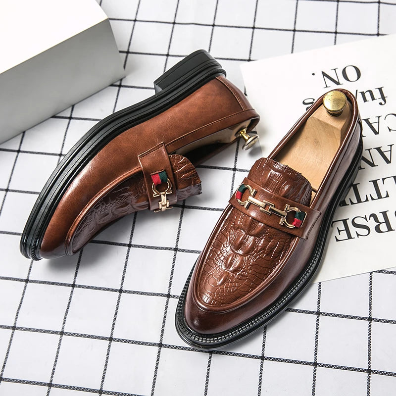 Men's Dress Shoes Formal Designer Comfortable Embossed Leather Luxury Wedding Italian Male Casual Business Shoes for Men Loafers