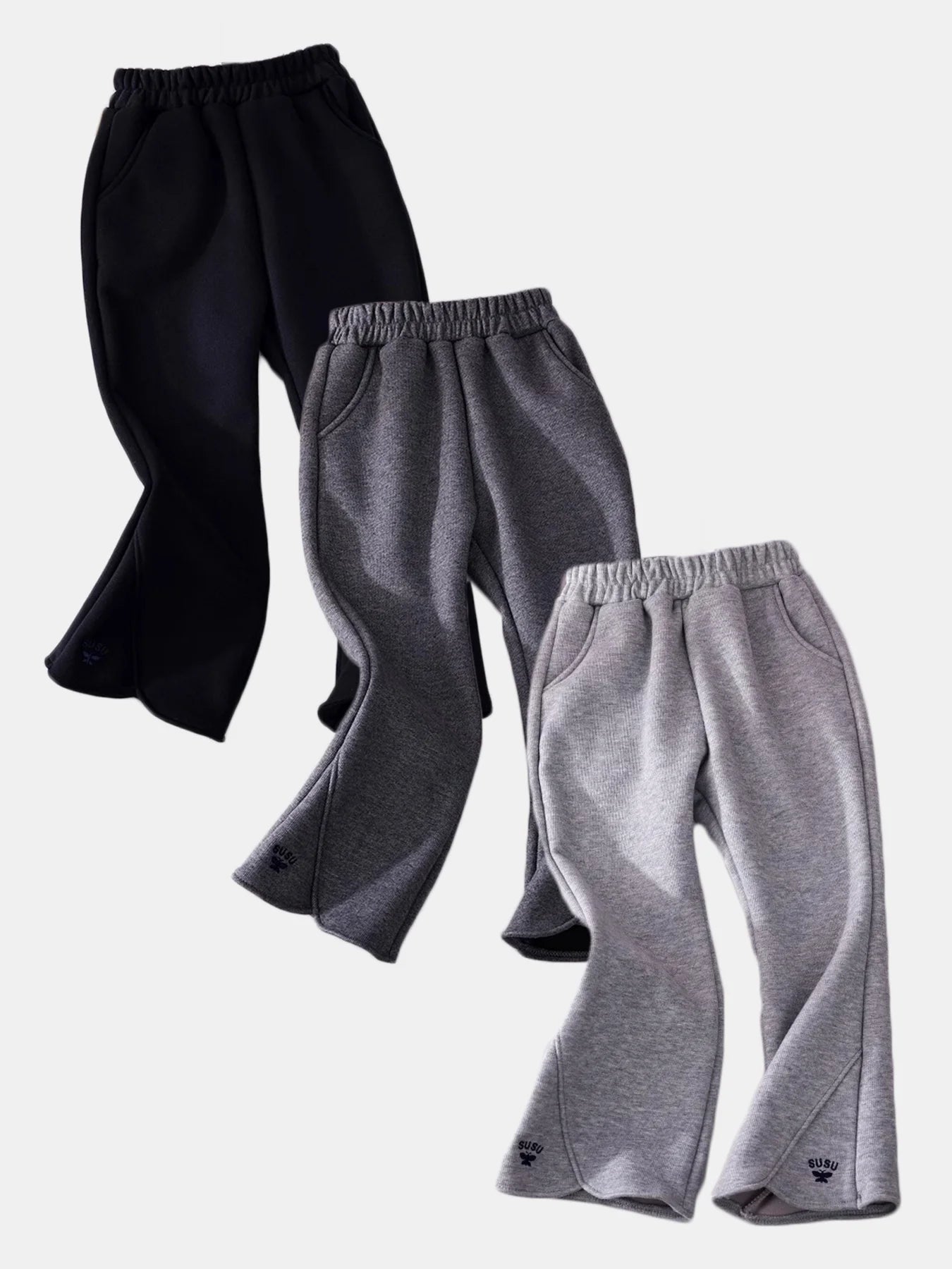 Girls Flared Jogger Pants Spring, Kids Casual Sweatpants High-Waist Design, Fashionable Elastic Cuff Trousers for Big Girls