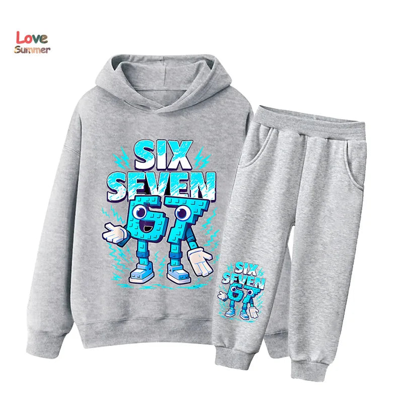 67 Six Seven hoodie pant 2pcs boys girls Italian Brainrot Kid Girl Sweatshirt 2pcs Suit Hoody Baby Casual Tracksuit
