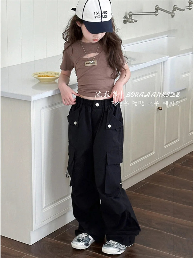 Girls Pants Spring Kids Hip Hop Pants Summer Children's Streetwear Casual Trousers Autumn Fashion Teen Large Size Sweatpants