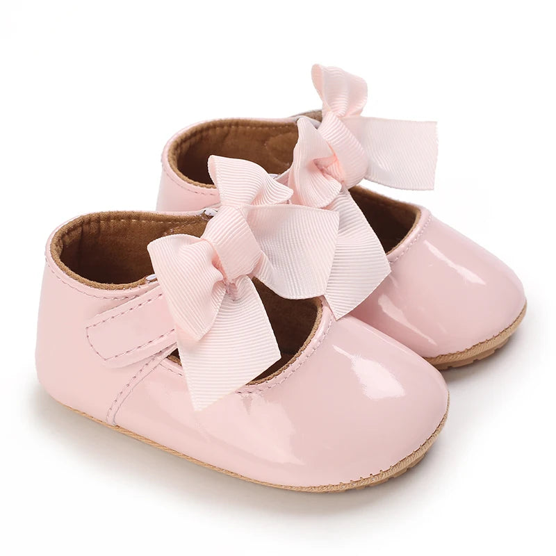 Baby Girl Shoes Bow Flats Toddler Sandals Non-slip Soft Sole Newborn Formal First Walkers Christening