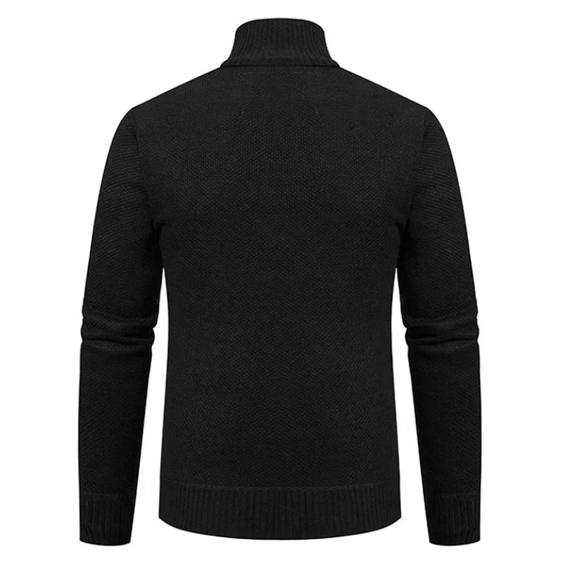 Men Cardigan Sweater 2025 Autumn Winter Keep Warm Thicken Solid Casual Stand Collar Zip Knitwear Fleece Jacket Coat Men Clothing