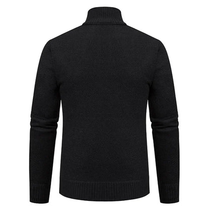 Men Cardigan Sweater 2025 Autumn Winter Keep Warm Thicken Solid Casual Stand Collar Zip Knitwear Fleece Jacket Coat Men Clothing