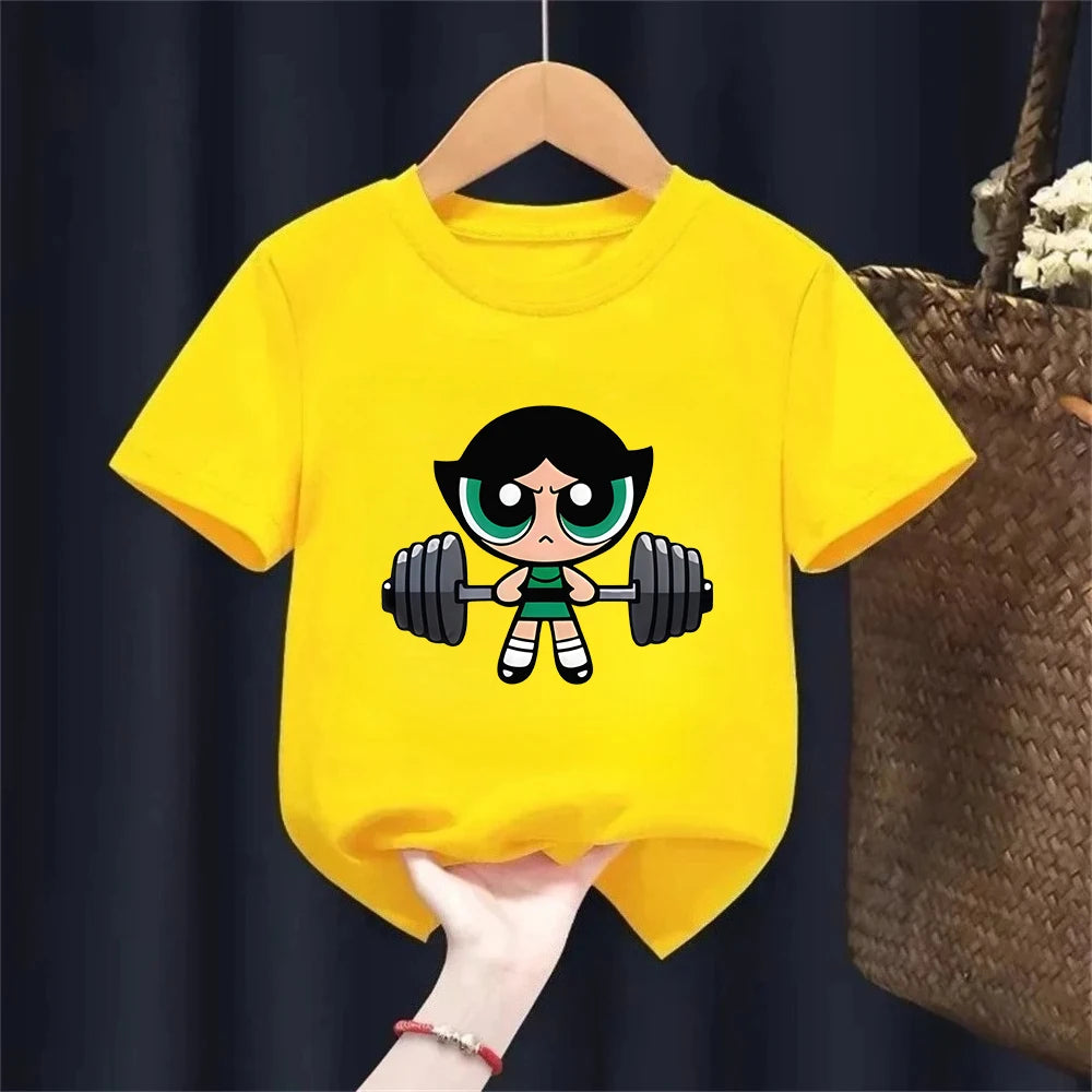 Girls Super Powerful Blouse Training Streetwear T-shirt Kids Shirt Academy Fitness T-shirt