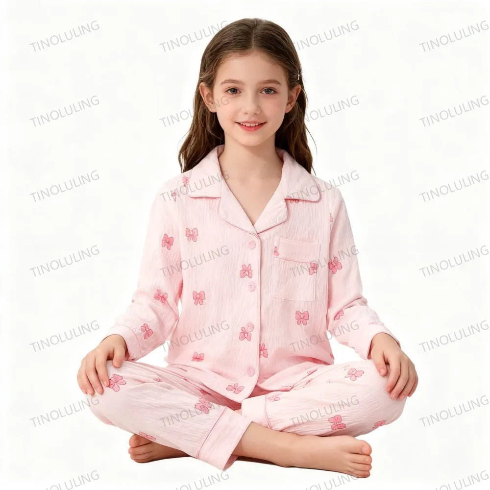 Soft Cotton Pajamas for Girls Cartoon Animal Print Pyjama Sets Children's Pijamas Sleepwear Suit Kid Long Sleeve Loungewear