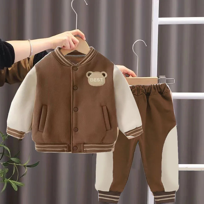 Boys Baseball Clothing Sets Kids Casual Sportwear Suit Girls Coats+Pants 2Pcs Spring Autumn Baby Thin Tracksuit Outfits 1-4 Year