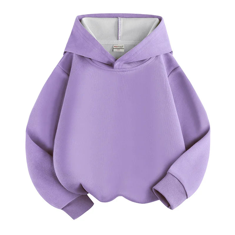 Children's Autumn Hoodies New Boys Girls Casual Hooded Sweatshirts Solid Color Jackets Teenager Fashion Spring Loose Sportswear