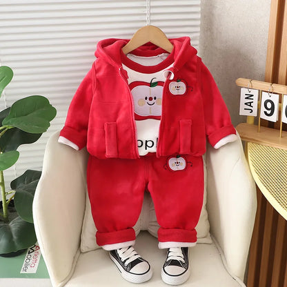 Winter Baby Boys Clothes Autumn Boys Clothing Sets Cute Cartoon Coat + Vest + Pants Girls Suits 1 2 3 4 Years New Kids Clothes