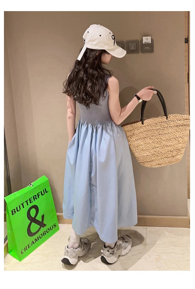French teenage girls dress roupa vestido longo infantil menina 12 a 14anos kids clothes pink one-pieces elegant long dresses 10
