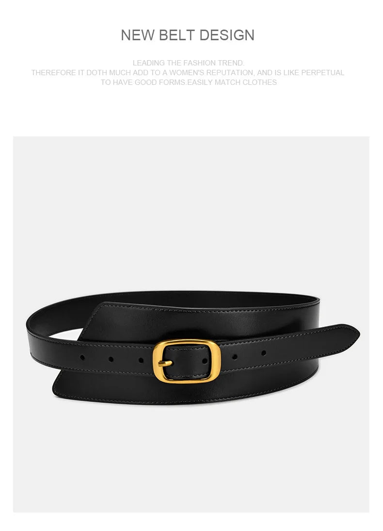 Fashion Belts for Women Leather Waistbands Gold Square Pin Buckle Cummerbunds HOT Body Corset Cummerbund Female Wide Soft Belt