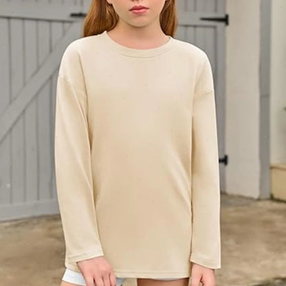 Girls Boys Long Sleeve T-Shirts Casual Kids Pure Cotton O-neck Solid Tee Tops Spring Blouse T Shirt for Teens Girl Clothes 3-14Y