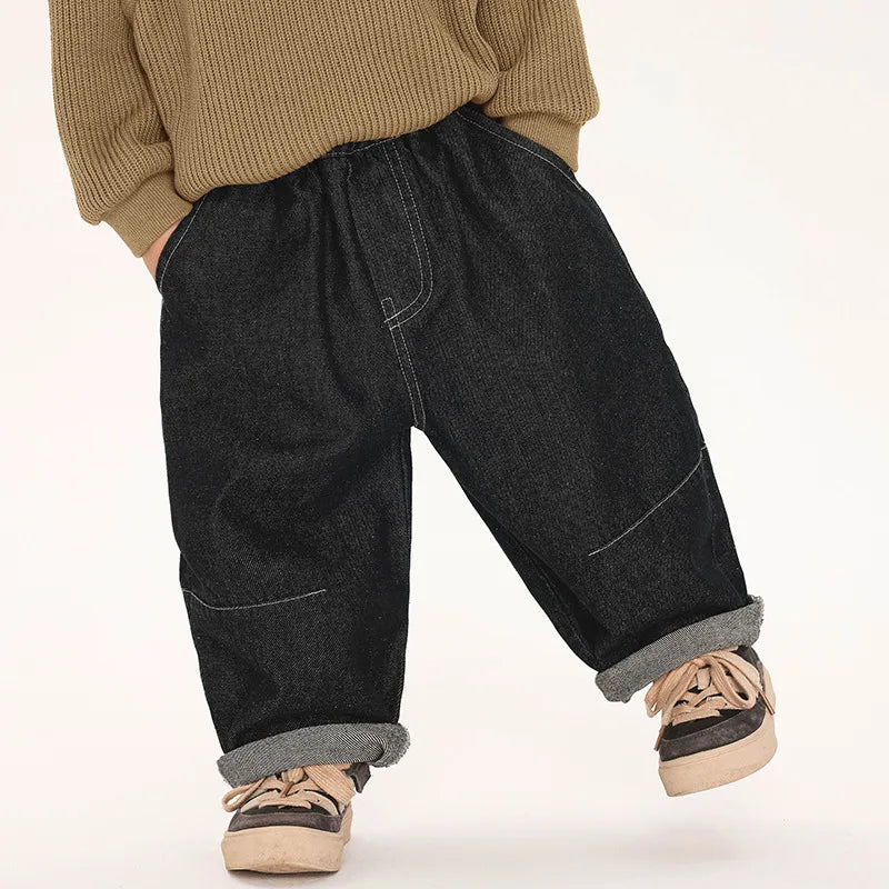2025 Boys' Jeans Spring and Autumn New Korean Edition Casual Fashion Simple Style Carrot Loose