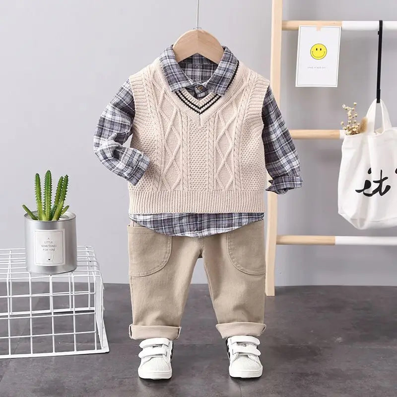 Baby Boys Three-piece Set Clothes Suit Casual Clothing Spring/autumn Fashion Baby  Vest+Shirts+Pantss Cool Autumn