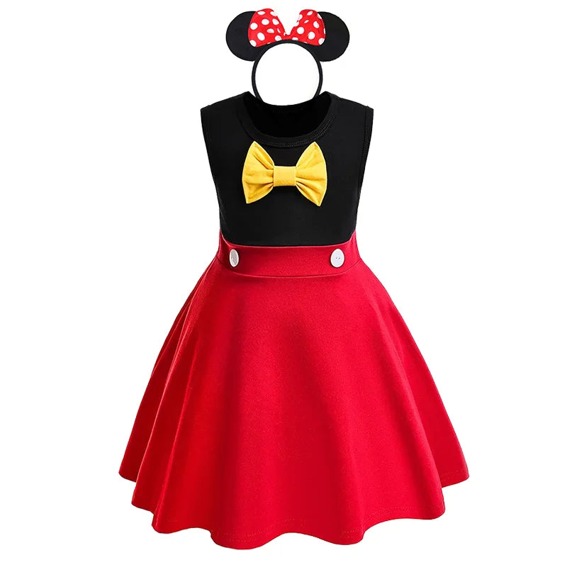 Baby Girl Dress for 1-8Yrs Children Summer Clothes Kids Cute Mouse Polka Dot Dress Girls Birthday Party Christmas Costume