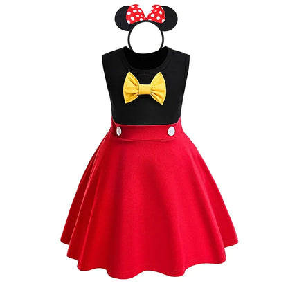 Baby Girl Dress for 1-8Yrs Children Summer Clothes Kids Cute Mouse Polka Dot Dress Girls Birthday Party Christmas Costume