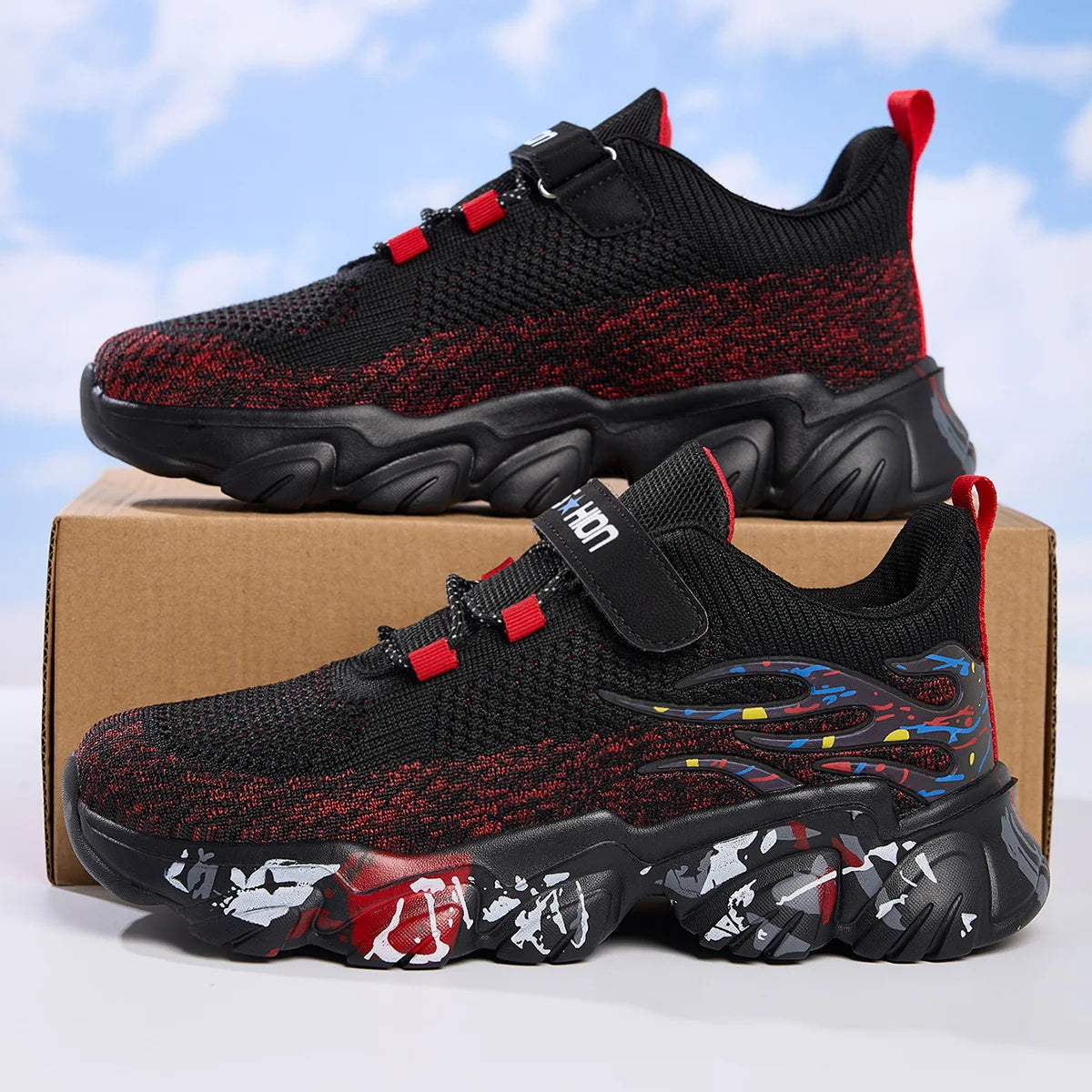 Boys' shoes spring new mesh breathable children's sports shoes fashionable versatile primary school running shoes non-slip and w