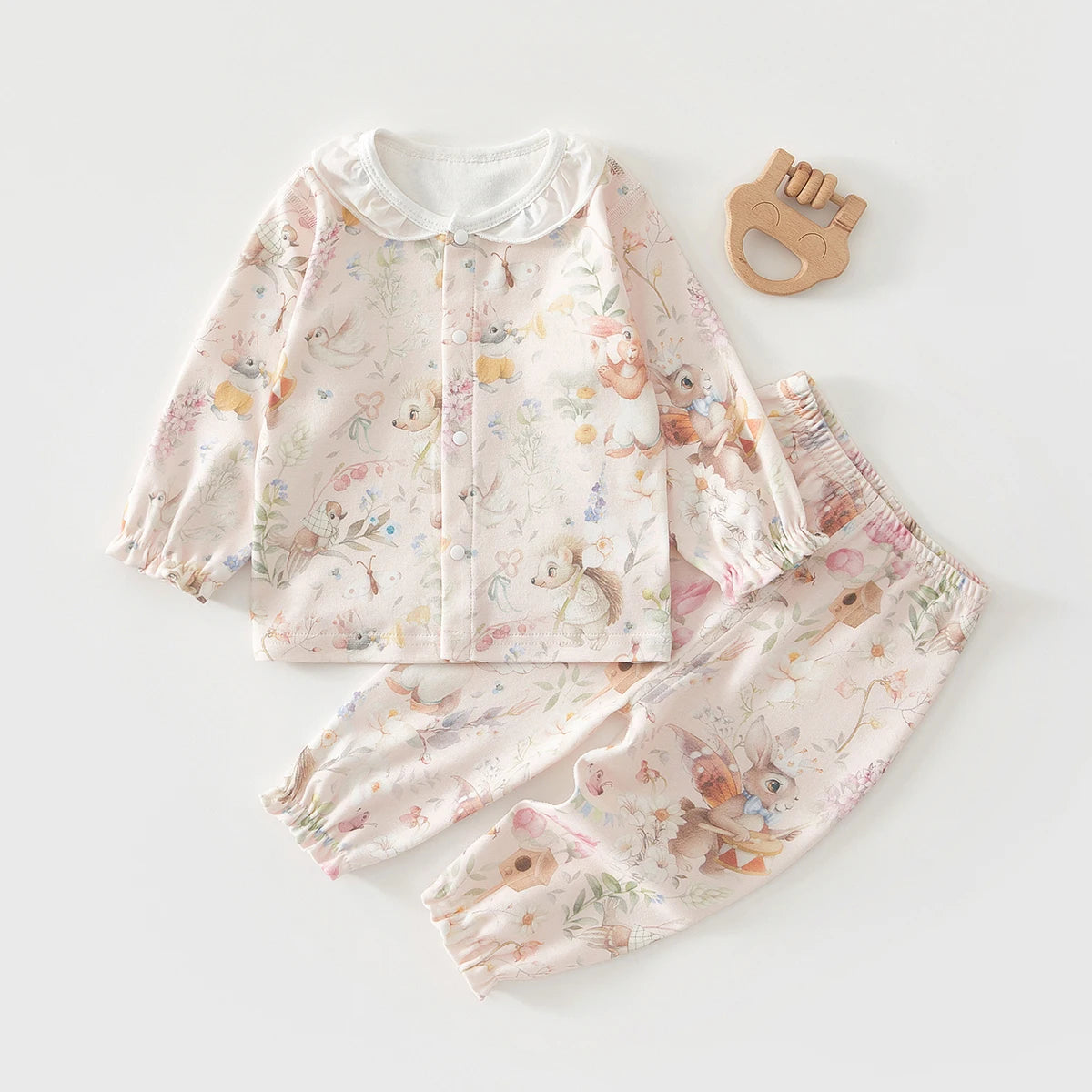 Baby Pajamas Spring and Summer Long-Sleeved Set Home Clothes Separate Children's Underwear Air-Conditioned Clothes Thin Style for Girls and Boys Pure Cotton