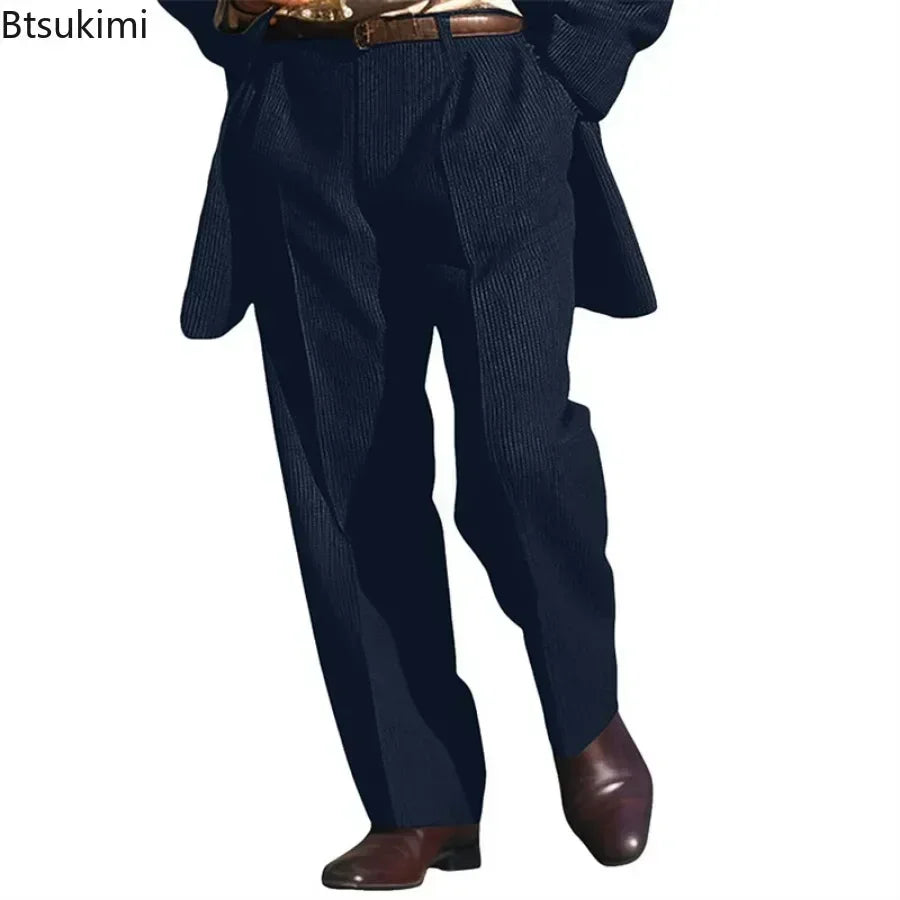 High-grade Men's Knitted Suit Pants Business Casual Loose Straight Dress Pants Fashion Streetwear Male Leisure Vacation Trousers