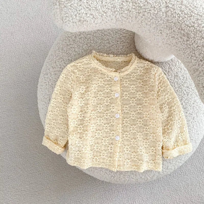 Baby Girls Suit Autumn Clothes Newborn Jacquard Knitted Bloomers Outfit Set Long Sleeve Tops+Shorts 2PC 0-3T