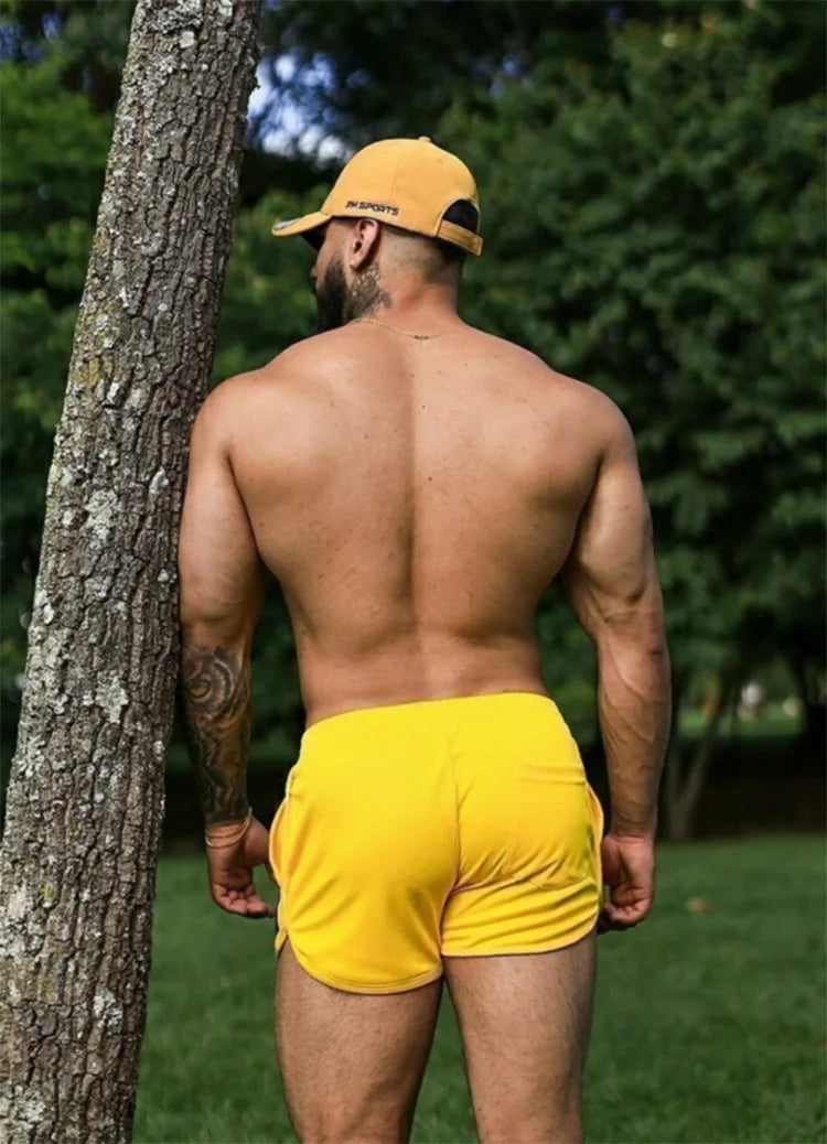 Summer Men's Beach Pants Worn As Outerwear With Large Size Drawstring And Youth-style Mesh Quick-drying Three-piece Pants