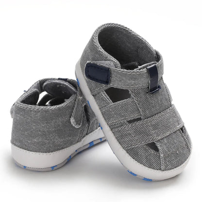 Newborn Boys And Girls Baby Shoes Fashion Canvas Soft Soles First Walking Shoes Breathable Sandals Popular Summer Beach Shoes