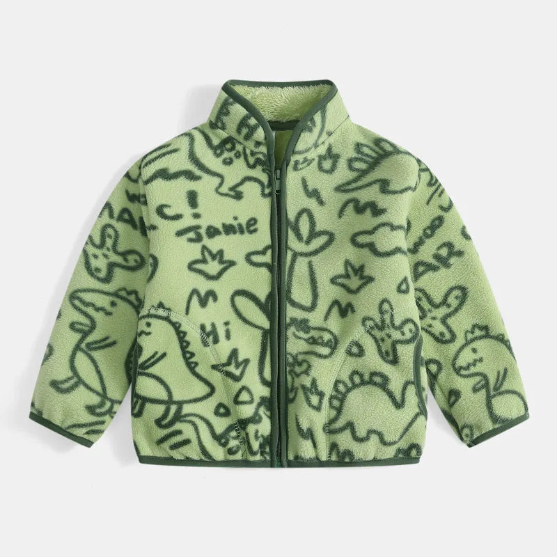 Boys Cartoon Coats Autumn Fashion Children's Clothes 1 to 2 4 6 8 Years Winter Baby Warm Fleece Outerwear Jacket for Girls
