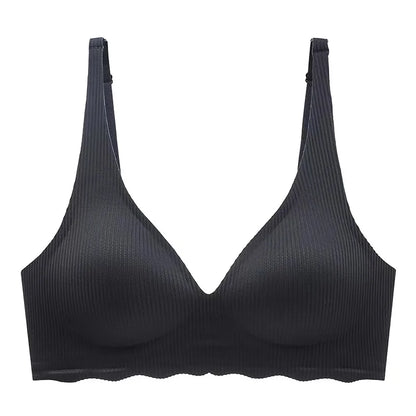 Cool Underwear for Women with Thin Cup Without Marks and Breathable Beauty Back Gathering One-piece Deep V Soft Support Bra