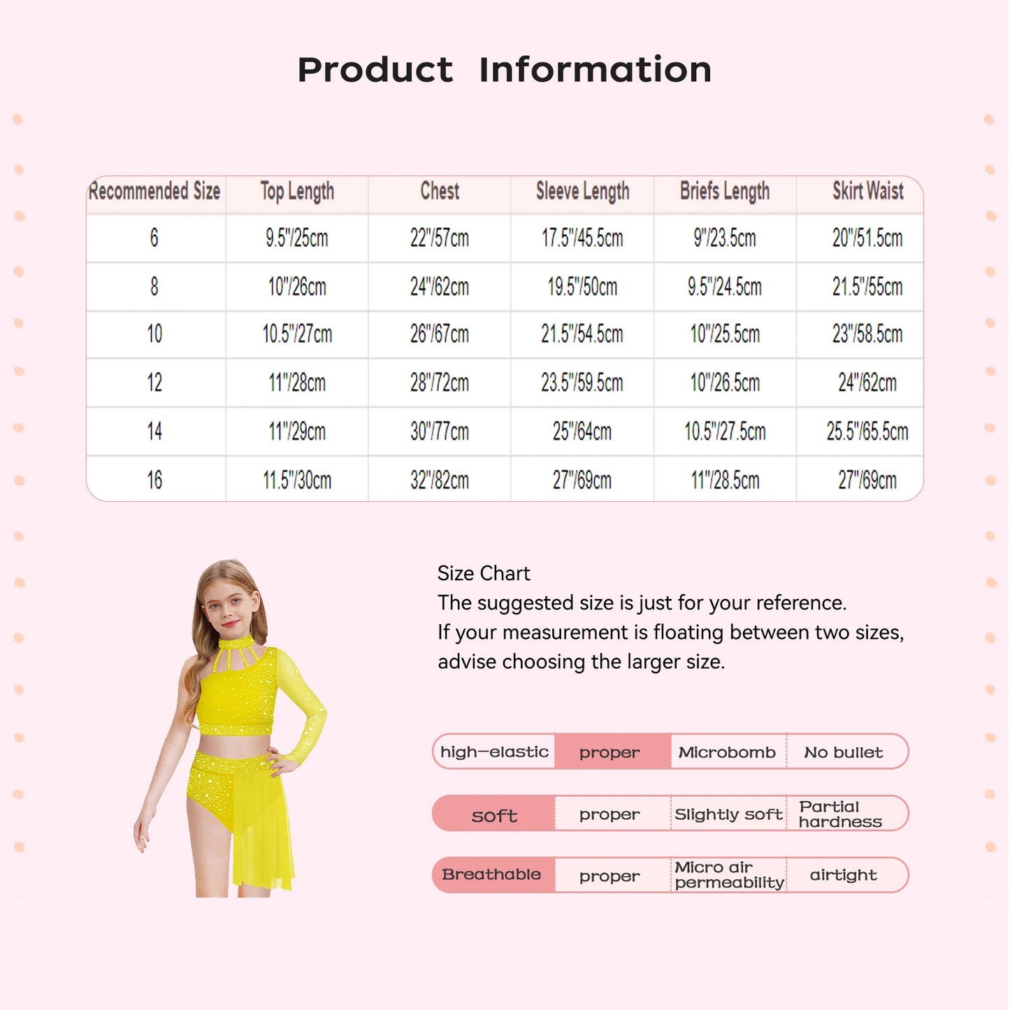 Girls Lyrical Dance Outfit One Shoulder Rhinestone Crop Top with Skirts Modern Contemporary Ballet Gymnastics Skating Dancewear
