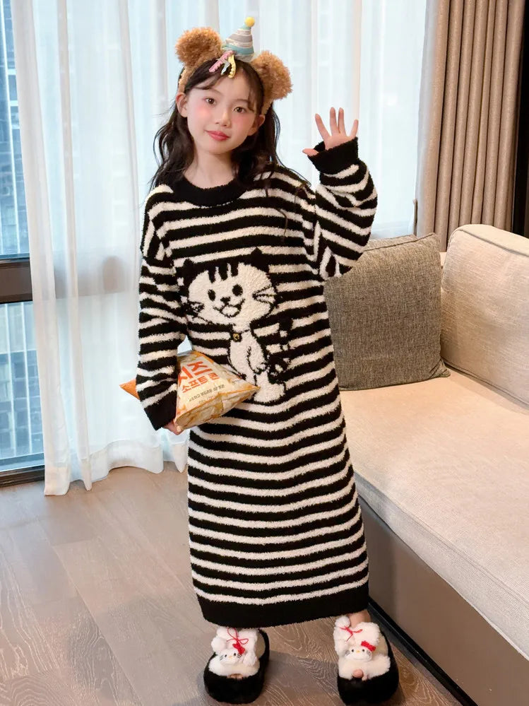 Girls Pajamas 2025 New Children's Nightgown Children's Autumn and Winter Loungewear