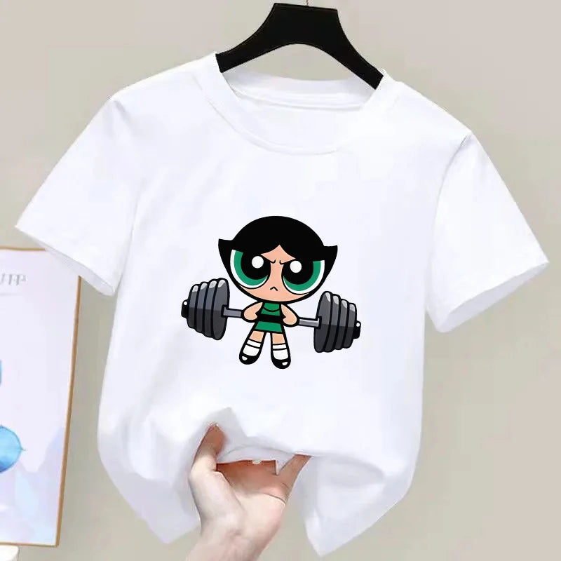 Girls Super Powerful Blouse Training Streetwear T-shirt Kids Shirt Academy Fitness T-shirt