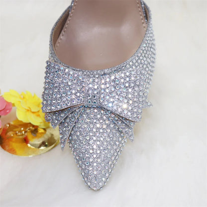 New Silver Versatile Party Ladies Shoes And Bag Set