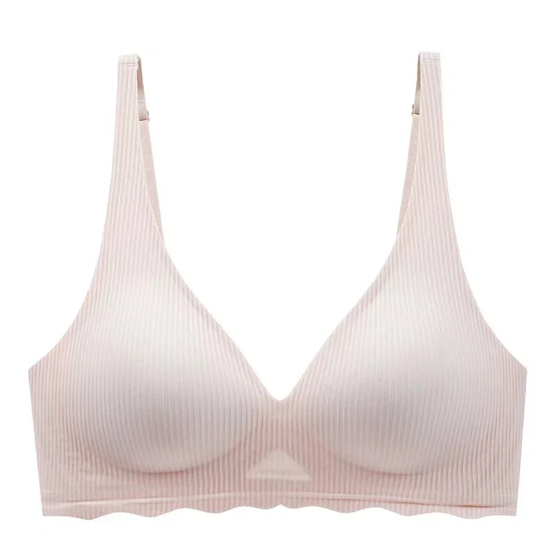 Cool Underwear for Women with Thin Cup Without Marks and Breathable Beauty Back Gathering One-piece Deep V Soft Support Bra