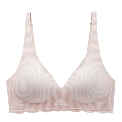 Cool Underwear for Women with Thin Cup Without Marks and Breathable Beauty Back Gathering One-piece Deep V Soft Support Bra