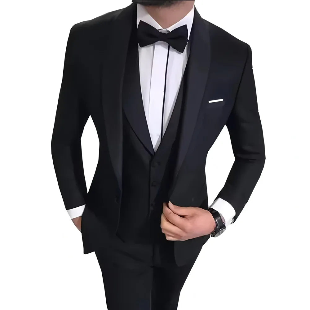 Men's 3pcs Suit Set, Jacket + Vest + Pants, Fashionable High-Quality, Suitable for Weddings, Parties and Formal Occasions