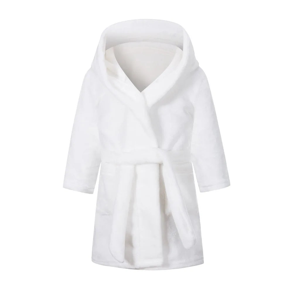Children's Pajamas Bathrobes Girls Solid Color Soft Robe Personalized Princess Sleepwear Warm Loungewear Home Clothes 2-8Years