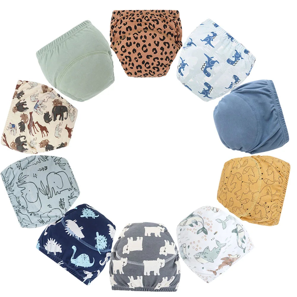 10 Pcs Reusable Baby Training Pants Washable Kids Cloth Diaper Nappies Changing Underwear Infant Toddler Potty Training Panties