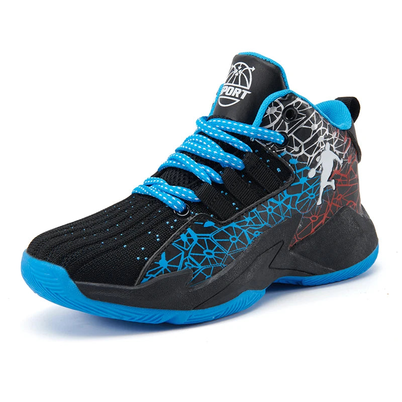 Boys Basketball Shoes Classic Kids Sneakers Fashion Tennis Kid Sport Shoes Outdoor Non-Slip Trainer Children School Basketball