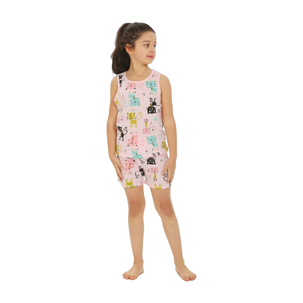 Girls Pajamas Sets 0 to 1 2 3 4 5 6 7 8 9 Years Cute Cat Print 100% Cotton Cartoon Boys Pyjamas Dino Kids Children Home Clothing
