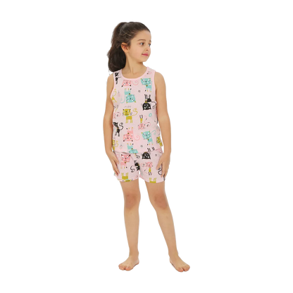 Girls Pajamas Sets 0 to 1 2 3 4 5 6 7 8 9 Years Cute Cat Print 100% Cotton Cartoon Boys Pyjamas Dino Kids Children Home Clothing