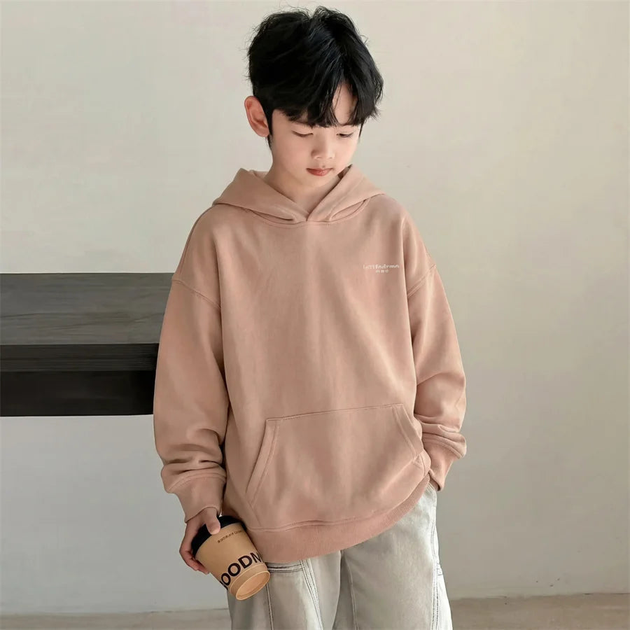New Fashion Children Cotton Hoodies for Teen Boy Age 5 Yrs To 14 Yrs Pink Color Hooded Sweatshirt Kids Stylish Spring Clothes
